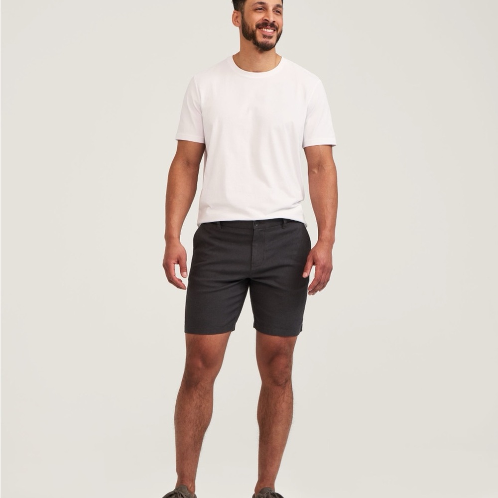 Sz 32 chino Denver Hayes Men's 8 Inch Linen Stretch Short Men's black Shorts - Picture 3 of 15